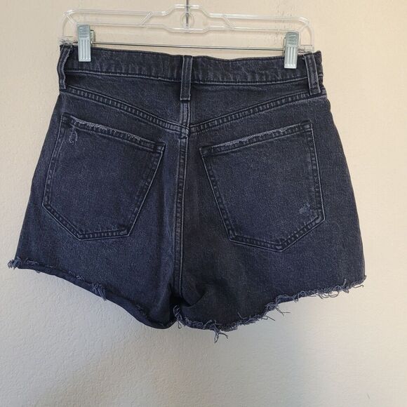 Abercrombie & Fitch The 90s Relaxed Cutoff Short High Rise Black Denim Size 27 - Picture 7 of 7